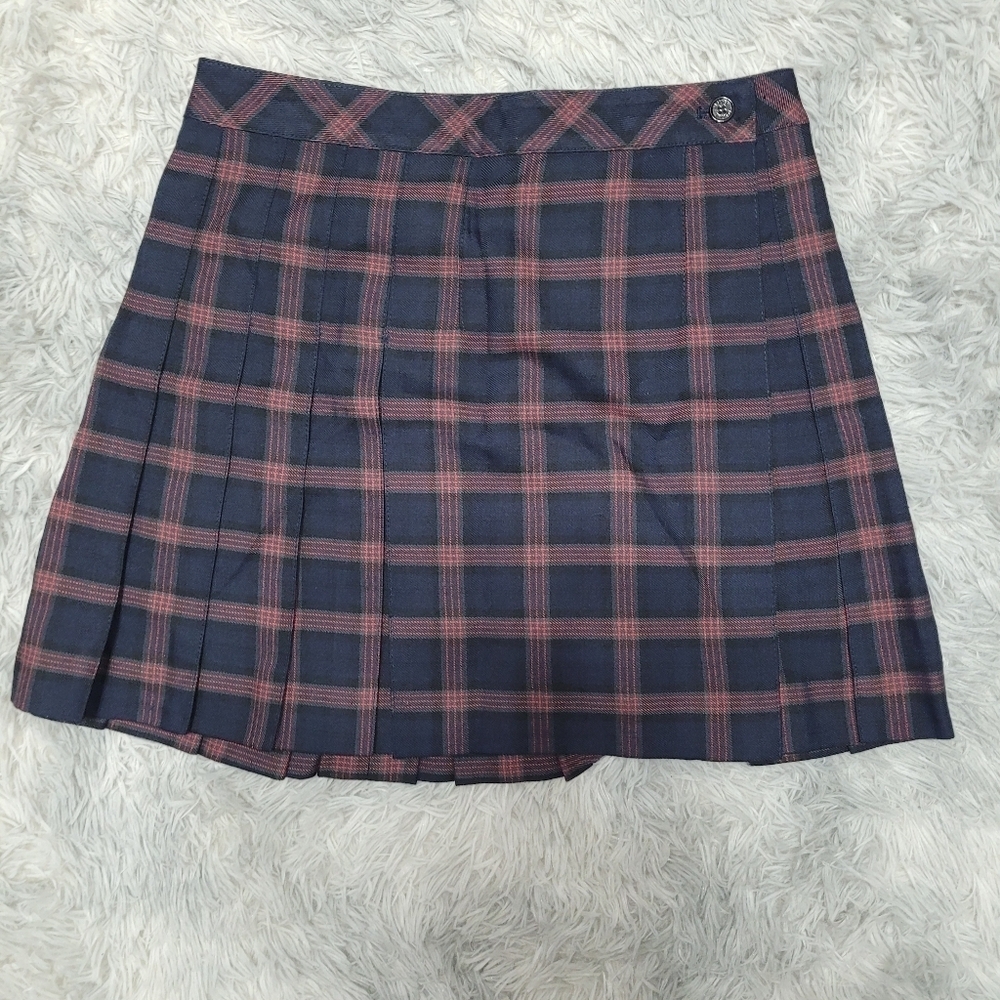 QMack 2pc Navy/Black/Red Plaid Blazer w/Matching Mini Pleated Skirt, Small - Picture 6 of 9